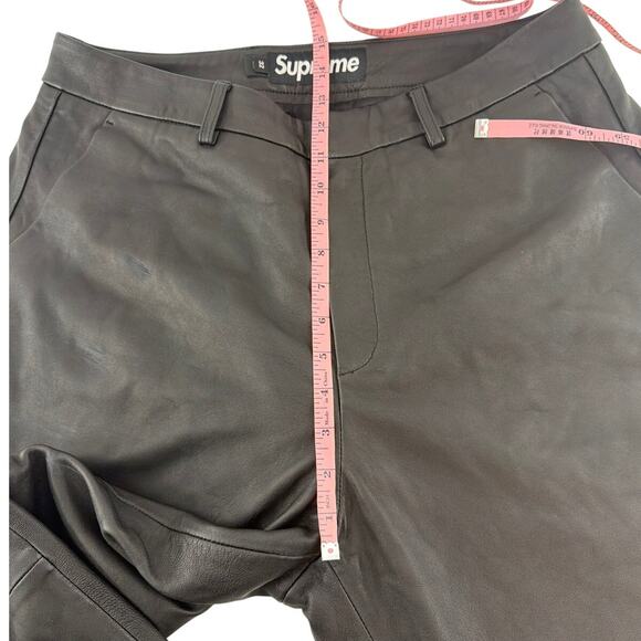 Supreme Men's Black Leather Straight Leg Trousers Size 32 - Picture 12 of 12